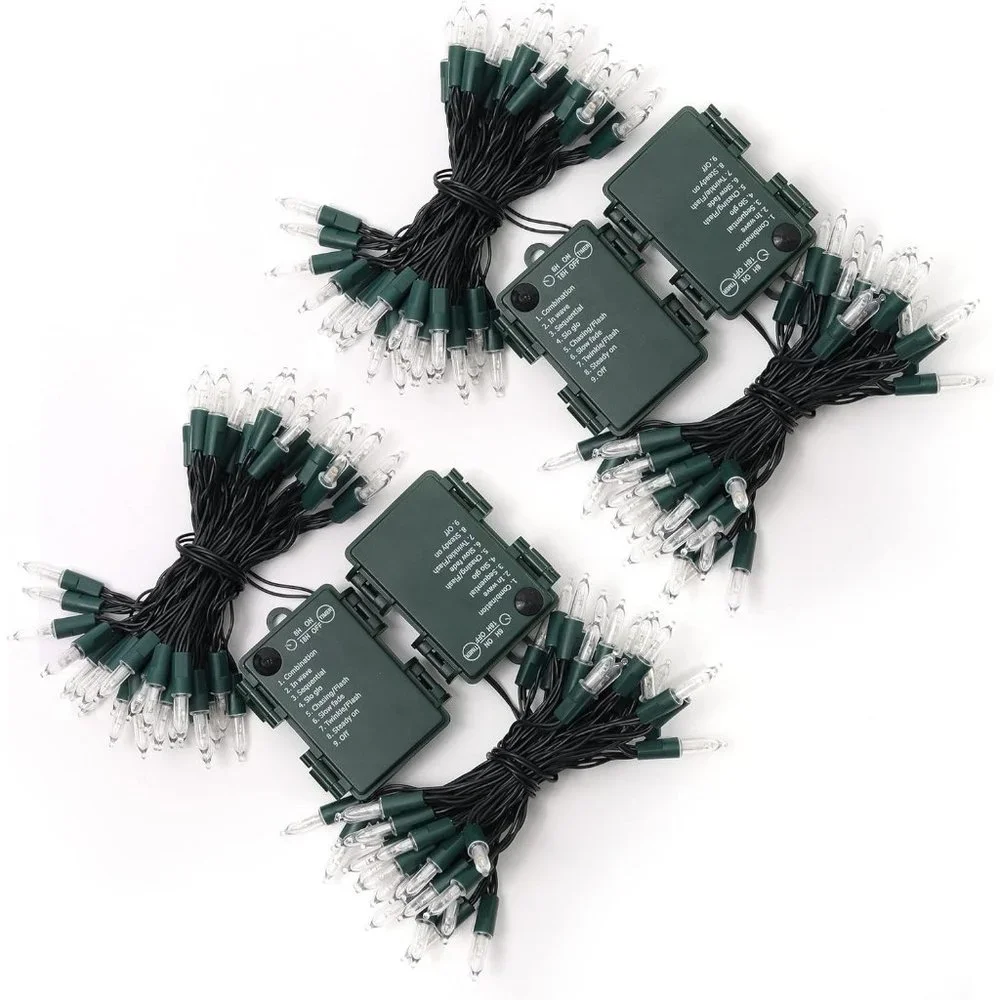 4 Pack 50LED Christmas Tree Light 16FT Battery Operated Waterproof Holiday Decor